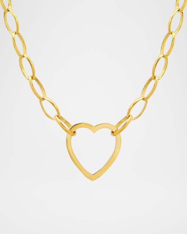 18K Yellow Gold Medium Edith and Open Heart Necklace